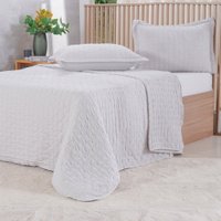 Kit Colcha Casal Santorini New 100% Poliéster 220x240cm Tessi Pó de Ardósia