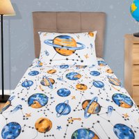 Jogo de Cama Solteiro 2 Pçs Joy 70% Algodão 30% Poliéster Portallar Espaço Sideral