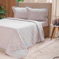 Kit Colcha King 200 Fios Lisa 100% Algodão 260x280cm Biscuit