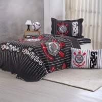 Kit Colcha Solteiro Times de Futebol 100% Poliéster 160x220cm Bene Casa Corinthians