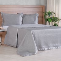 Kit Colcha Queen Satinatta Cetim 100% Poliéster 240x260cm Cinza Fog