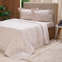 Kit Colcha Solteiro 200 Fios Lisa 100% Algodão 160x240cm Amendoa