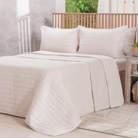 Kit Colcha Queen Lino Stile 100% Poliéster 240x260cm Tessi Biscuit
