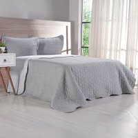 Kit Cobre Leito Queen Ultra Lisse Lisa New 100% Poliéster 230x250cm Cinza Urbano
