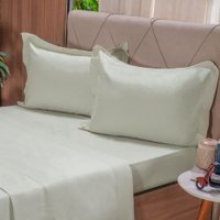 Jogo de Cama Casal 200 Fios Liso 4 Pçs 100% Algodão 140x190x35cm  Verde Broto