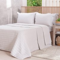 Kit Colcha Queen Lino Stile 100% Poliéster 240x260cm Tessi Cinza Fog