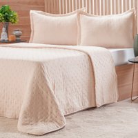 Kit Colcha Queen Miraggio New Soft 100% Poliéster 240x260cm Areia Rosada