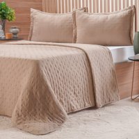Kit Colcha Casal Miraggio New Soft 100% Poliéster 220x240cm Areia Cinzenta