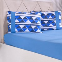 Jogo de Cama King Malha 3 Pçs Bella Cama New 100% Algodão190x200x40cm Azul Douglas