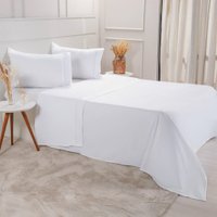 Jogo de Cama King Serenitá 4 Pçs Bordado Festonê 100% Poliéster 193x203x40cm White