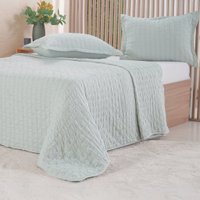 Kit Colcha King Santorini New 100% Poliéster 260x280cm Tessi Ramos Verde