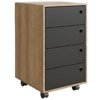 Gaveteiro 4 Gavetas Com Rodizios P1054 36 cm Grafite Mel PP Milani Store