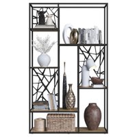 Estante Alta 6 Prateleiras P1057 122 cm Oak Preto PP Milani Store