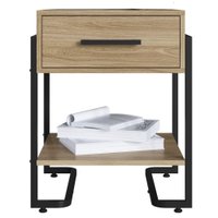 Mesa de Cabeceira 1 Gaveta P1059 49 cm Oak Preto PP Milani Store