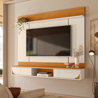 Painel Rack Bancada Aura MDP 2 Portas Deslizantes Cinamomo e Off White - Pallazio