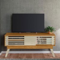 Rack Bancada Frizz 2 Portas Pés de Madeira - Pallazio Cor:Cumaru e Opala