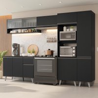 Armário de Cozinha Completa 300 cm Preto Nice Madesa 08