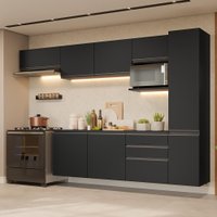 Armário de Cozinha Completa 300 cm Suspenso Preto Nice Madesa 10