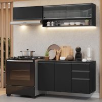 Armário de Cozinha Compacta 200 cm Suspenso Preto Nice Madesa 12