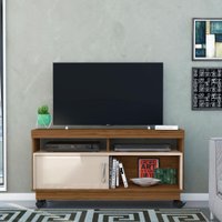 Rack Bancada Artur 4 Rodízios e 1 Porta Deslizante - Pallazio Cor:Naturale e Off White