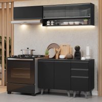 Armário de Cozinha Compacta 200 cm Preto Nice Madesa 14