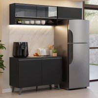 Armário de Cozinha Compacta 200 cm Preto Nice Madesa 10 XA