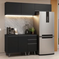 Armário de Cozinha Compacta 200 cm Preto Nice Madesa 06 XA