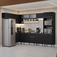 Armário de Cozinha Completa de Canto 465 cm Preto Nice Madesa 04