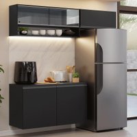 Armário de Cozinha Compacta 200 cm Suspenso Preto Nice Madesa 08 XA