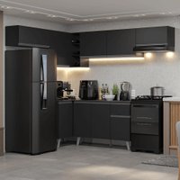 Armário de Cozinha Completa de Canto 405 cm Preto Nice Madesa 02