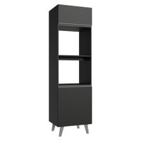 Torre Quente 60 cm 2 Portas 2 Nichos Com Pés Preto Nice Madesa