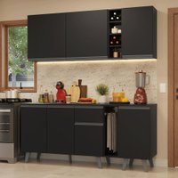 Armário de Cozinha Compacta 180 cm Preto Nice Madesa 01