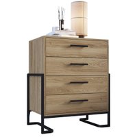 Comoda 4 Gavetas P1061 67 cm Oak Preto PP Milani Store