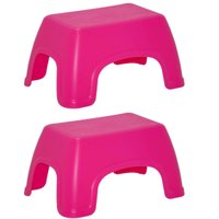 Kit 2 Banquinhos Infantis Decorados Plástico Rosa Tramontina Brinquedoteca Banco Multiuso