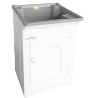 Gabinete Tanque de Lavar Roupas 26L Pequeno para Lavanderia com Esfregadeira Cinza Stilofibra
