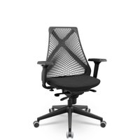 Cadeira Escritório Bix X+ Presidente Slider PU Poliéster Preto Plaxmetal