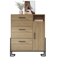 Sapateira 4 Gavetas P1062 96 cm Oak Preto PP Milani Store