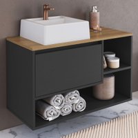 Armário de Banheiro Barcelona 1 Porta com Cuba Grafite - Art In Móveis