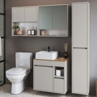 Armário de Banheiro Bangladesh 7 Portas 1 Gaveta com Cuba e Espelho Arenas - Art In Móveis