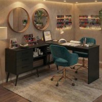 Mesa Profissional para Manicure em L com 3 Gavetas Jady Multimóveis MP6043