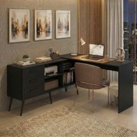 Mesa de Escritório em L com 3 Gavetas Porto Multimóveis MP6044