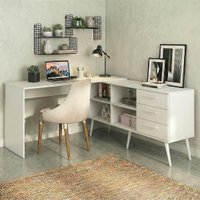 Mesa de Escritório em L com 3 Gavetas Porto Multimóveis MP6046