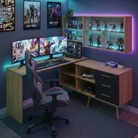 Mesa Gamer em L para Computador com 3 Gavetas Nexus Multimóveis MP6048