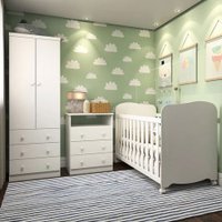 Quarto de Bebê Completo Smim Uli 2 Portas 6 Gavetas 100% Mdf Branco Brilho - Móveis Peroba