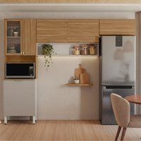 Armário De Cozinha Compacta 6 Portas 2 Nichos Alba - Madeirado / Nude