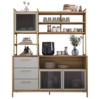 Armario De Cozinha 3 Gavetas P1066 150 cm Oak Arenas Dourado PP Milani Store