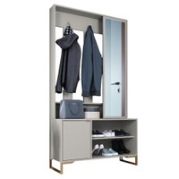 Sapateira Cabideiro Com Espelho 1 Porta 100 cm P1067 Arenas Dourado PP Milani Store