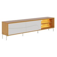 Rack Bancada Para TV 75 Pol 217 cm Amalfi Com Led Pes Metal Naturale Off White Matte CLB