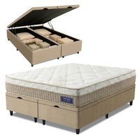 Cama Box Baú Colchão Queen Euro In Natural Confort 158x198x66cm Apolo