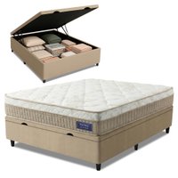 Cama Box Baú Colchão Casal Molas Ensacadas Euro In Natural Confort 138x188x66cm Apolo